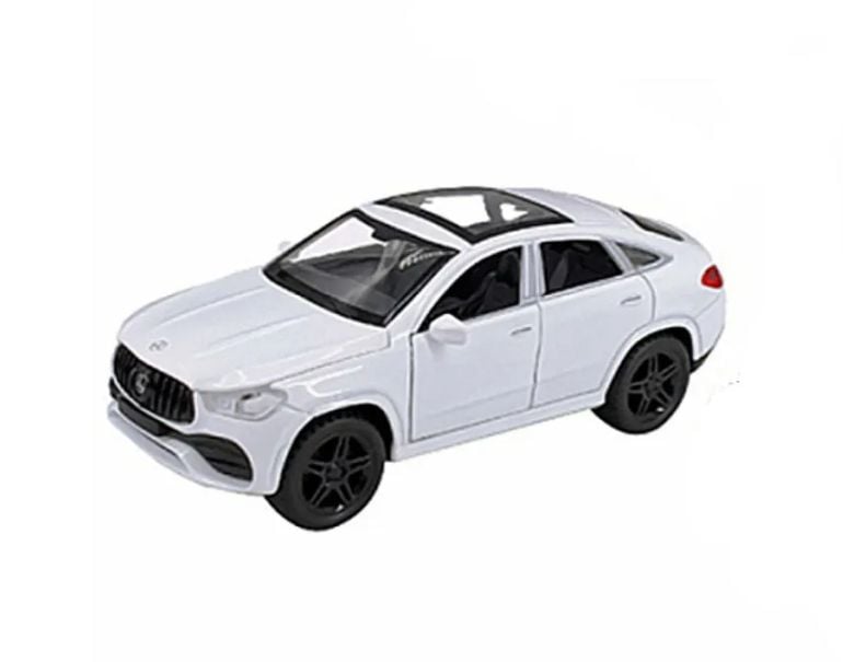Macheta Mercedes-GLE AMG G53 din Metal, Cu Lumini si Sunete de Motor, Functii de Deschidere Usi si PushGo, Alb, 17 cm