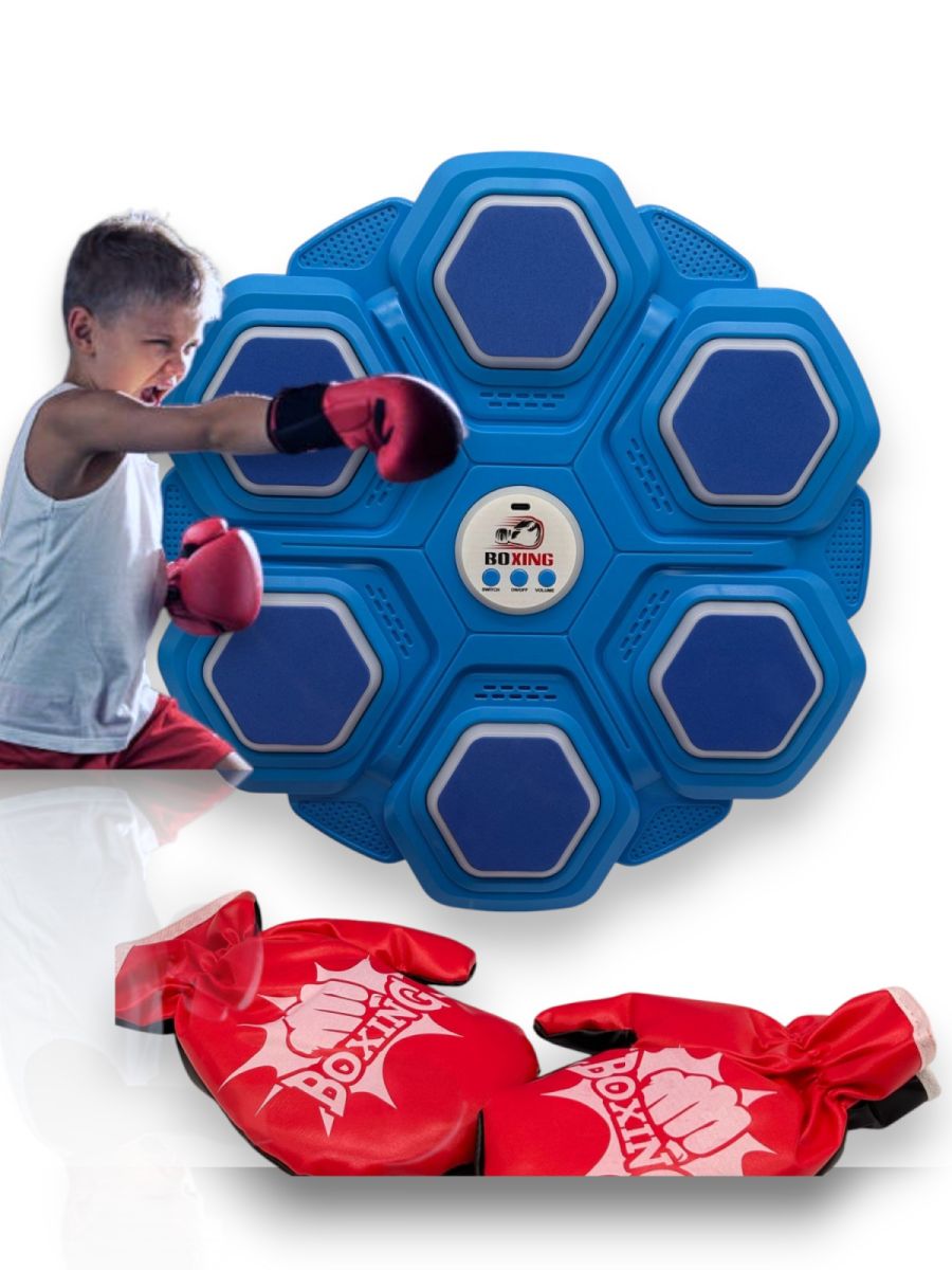 Sac de Box interactiv, Set cu 2 Manusi de Box, Montare pe Perete. Muzica, 3 Niveluri de Viteza