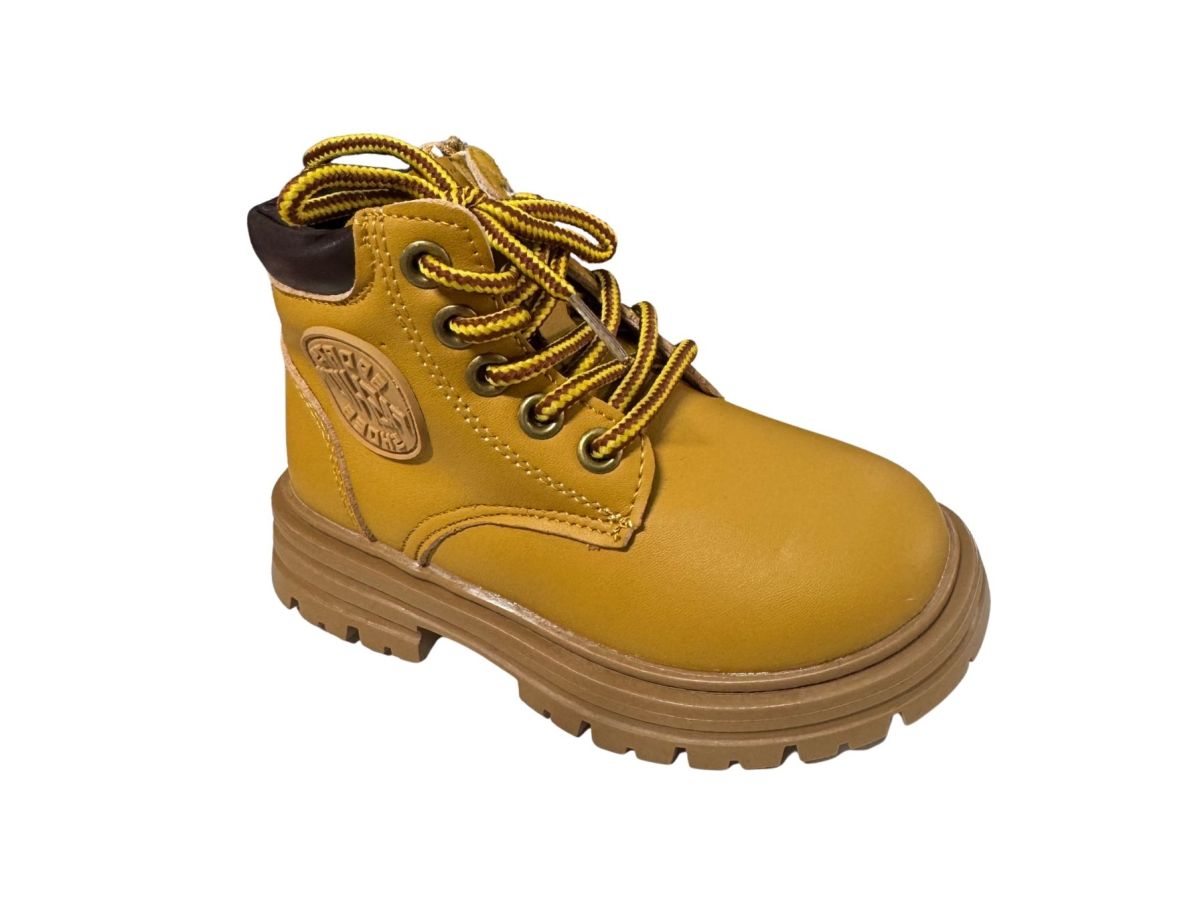 Bocanci Iarna Unisex, Interior Imblanit, Piele Ecologica, Inchidere Fermoar+ Siret, Model Clasic, Engross, Marimi 26-30, 8buc/bax camel