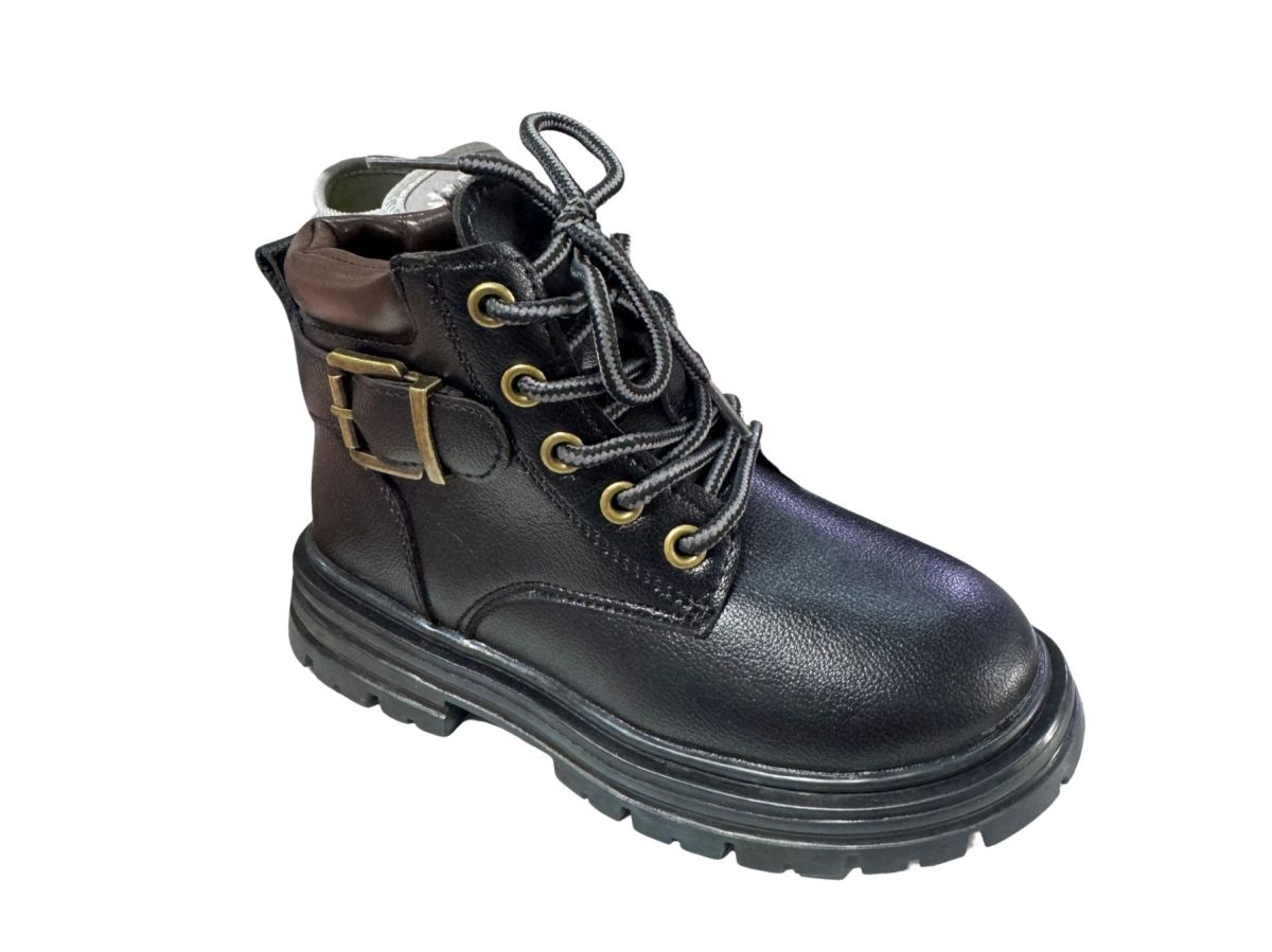 Bocanci Unisex, Model Catarama, Interior Imblanit, Piele Ecologica, Talpa Antiderapanta, Engross, Marimi 31-36, 8buc/bax negru