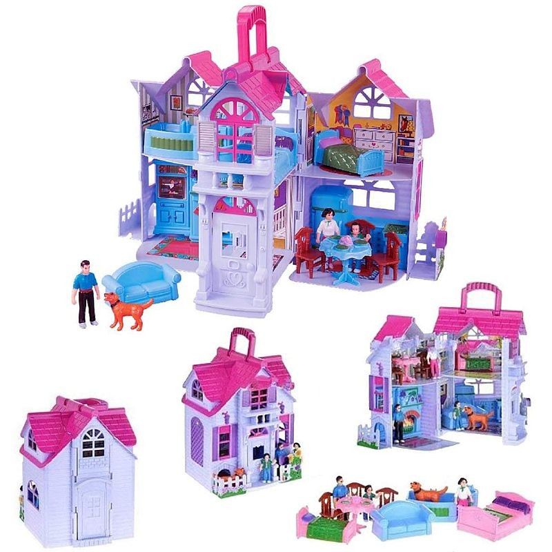 Casuta de papusi, pliabila, familie de papusi, 6 camere, mobilier si accesorii Engros