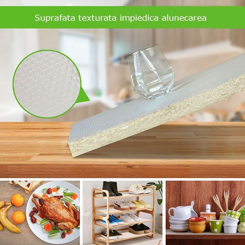 Folie antiaderenta EVA pentru raft, sertare, lavabila, impermeabila, protectie suprafete, rola 30.5x600 cm Engros