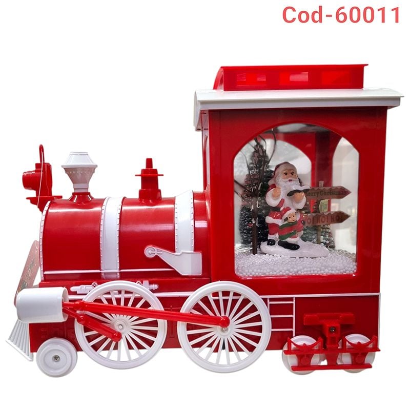 Locomotivă de Crăciun 32 x 15 x 25 cm cu efect de ninsoare și roți mobile, engros