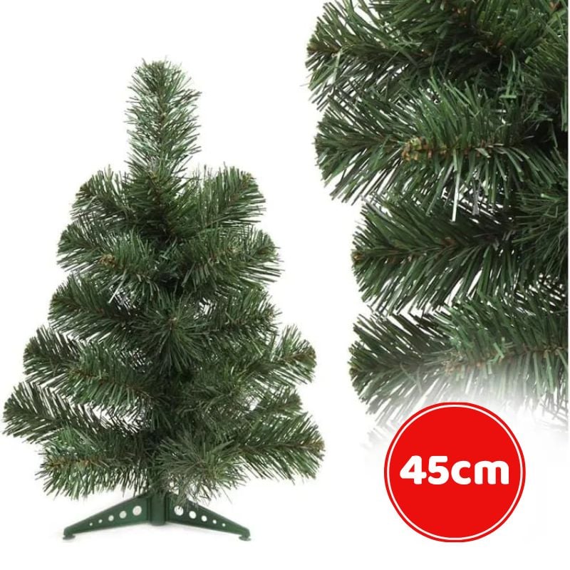 Brad angro artificial 45 cm cu 35 crengi si suport plastic – In cutie cu tematica de craciun