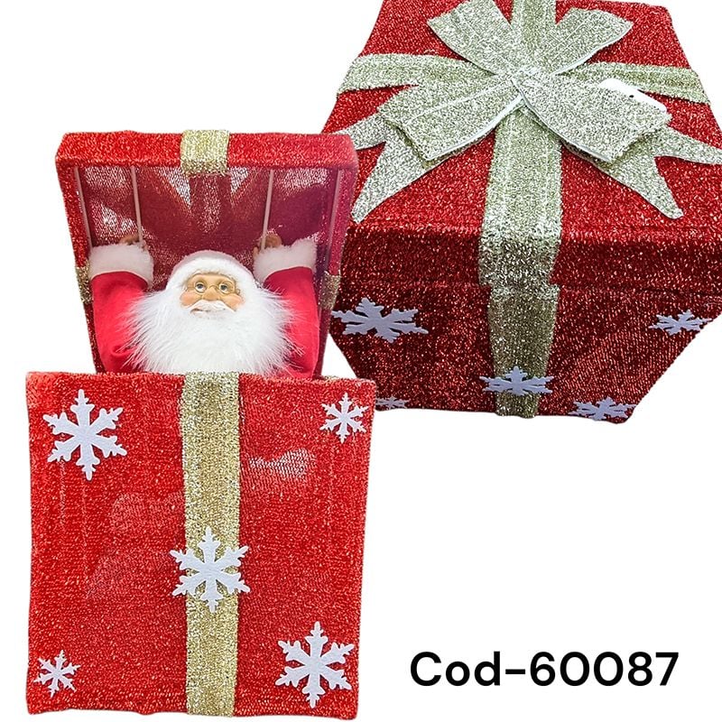 Cutie muzicală surpriză cu Mos Craciun , 26 x 26 x 30 cm, engros