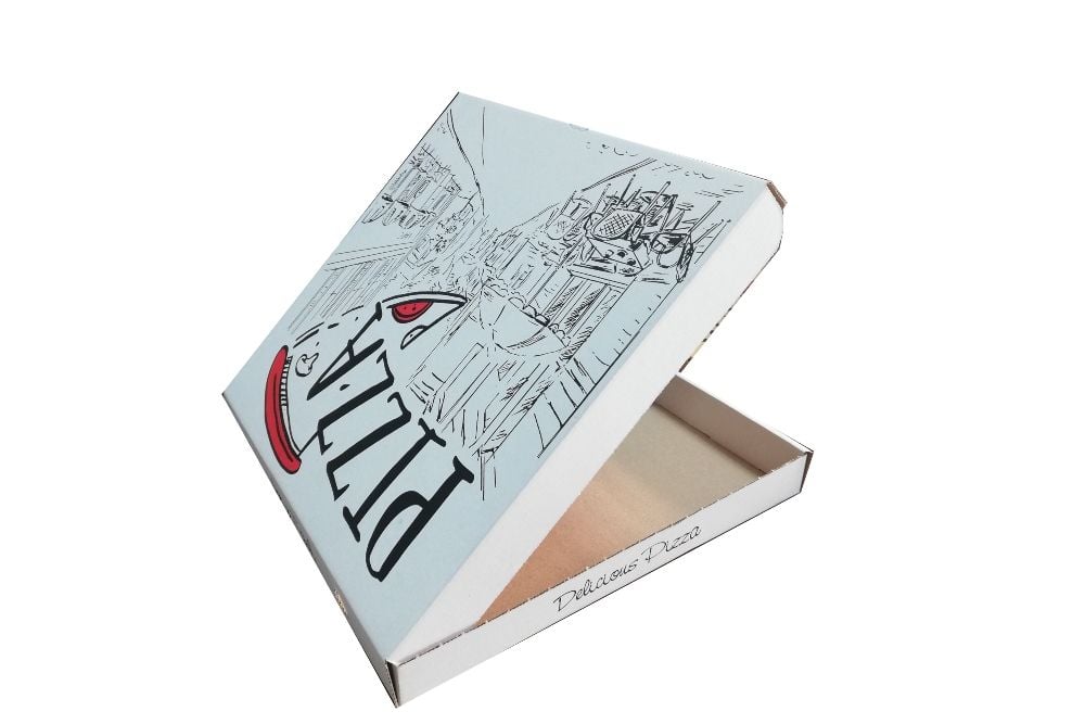 CUTII PIZZA „DELICIOUS PIZZA” ALB 45x45x3.5 cm (50buc/set)