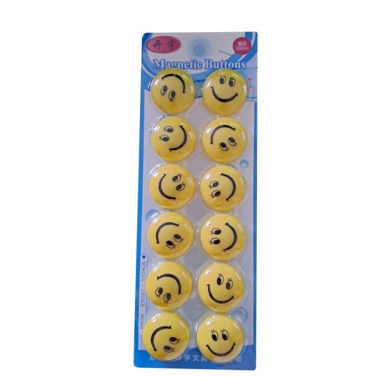 Set 12 magneti pentru tabla magnetica, diametru 30mm, galben Engros