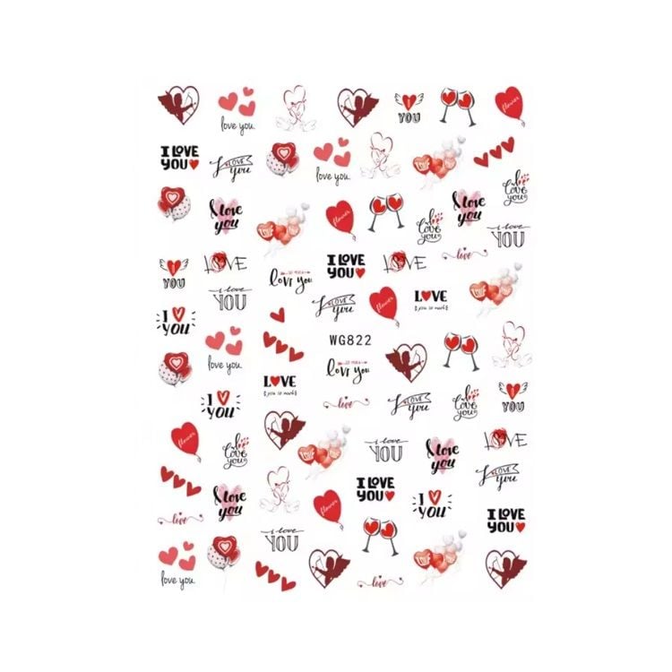 Sticker Decor Unghii 3D Sela, model Valentine’s Day WG822 engross