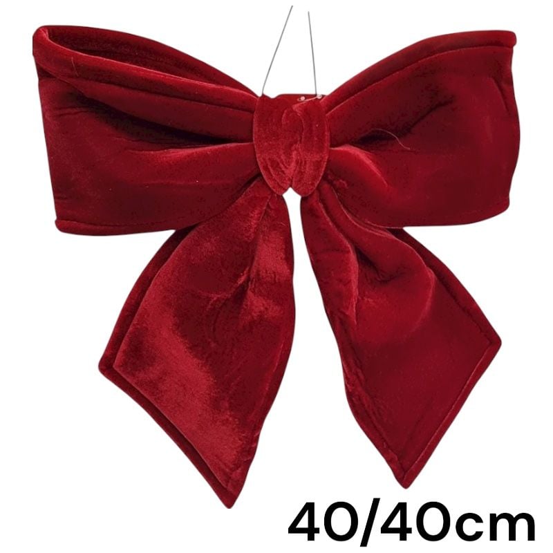 Fundă roșie din catifea pe sârmă modelatoare pentru decorațiuni, 40 x 40 cm, en-gros