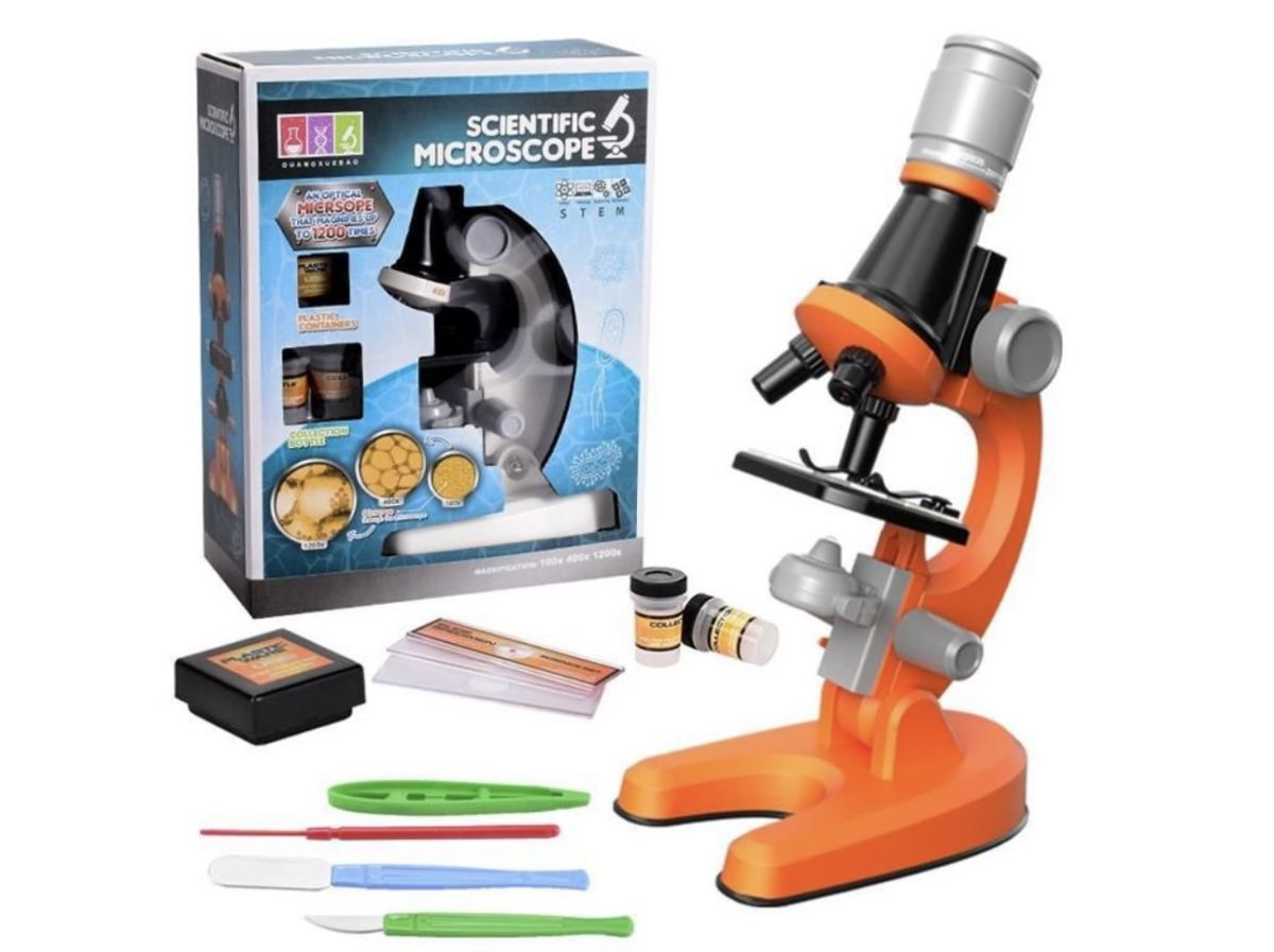 Microscop Științific pentru Copii cu Accesorii Educaționale STEM, Mărire până la 1200x, Set Experimente Școlare, En-gros