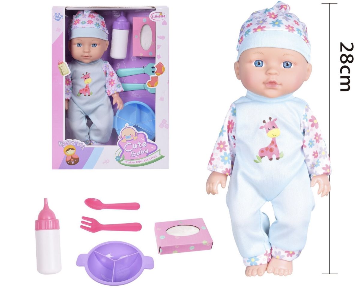 Păpușă interactivă bebeluș 28 cm cu accesorii – biberon, tacâmuri și oliță – Jucărie educativă pentru copii, En-gros