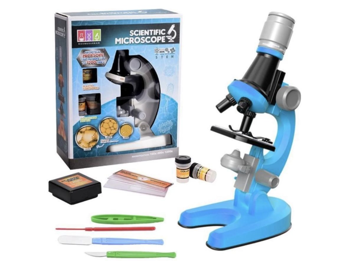 Microscop Științific pentru Copii cu Accesorii Educaționale STEM, Mărire până la 1200x, Set Experimente Școlare, En-gros