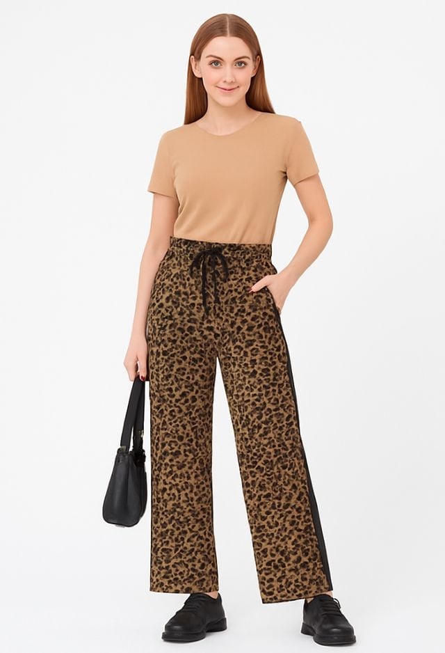 Pantaloni animal print cu vipusca neagra, en-gross
