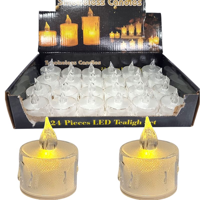 Decoratiune led de Craciun tip candela cu lumina calda 24/buc pe set, 3.5 x 3.5 cm
