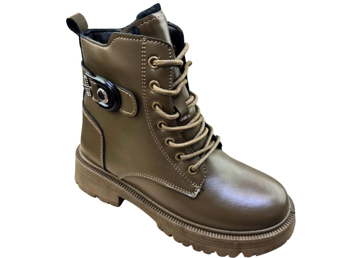Bocanci Casual Dama Iarna, Interior Imblanit, Piele Ecologica, Inchidere Siret+ Fermoar, Accesoriu Metalic Atasat, Talpa Antiderapanta, Engross , Marimi 36-41, 8buc/bax maro