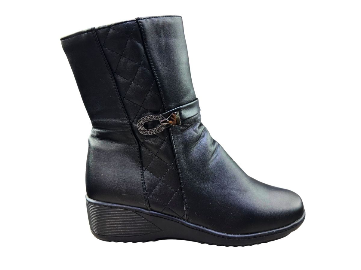 Cizme Dama Iarna, Piele Ecologica, Talpa Inalta, Inchidere Fermoar, Accesoriu Metalic Stralucitor, Interior Imblanit, Engross, Marimi 36-41, 8buc/bax