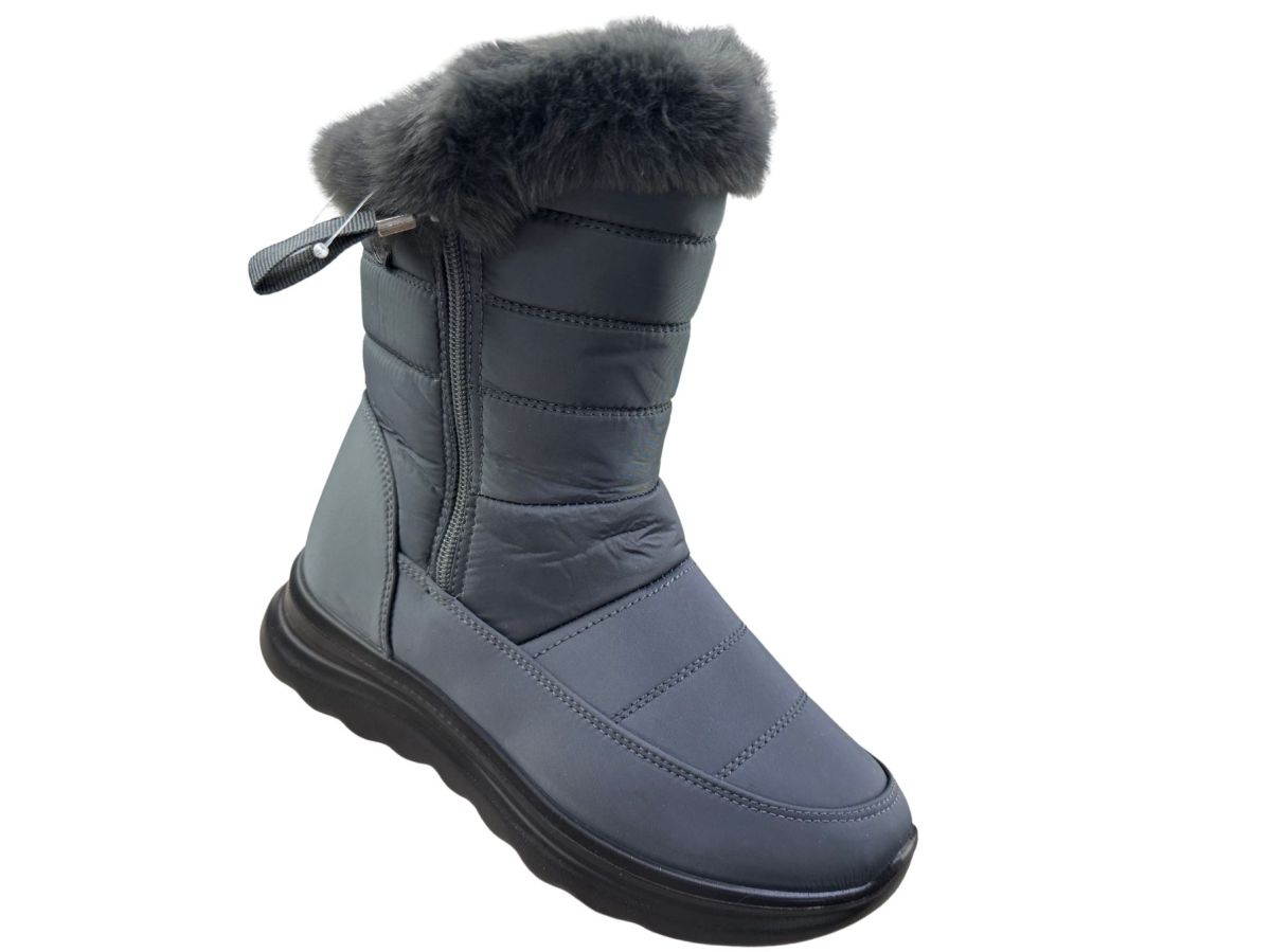Cizme Iarna Dama Imblanite,Inchidere Fermoar, Blana Sintetica Moale, Material Termoizolant, Talpa Antiderapanta, Engross, Marimi 37-42, 8buc/bax gri