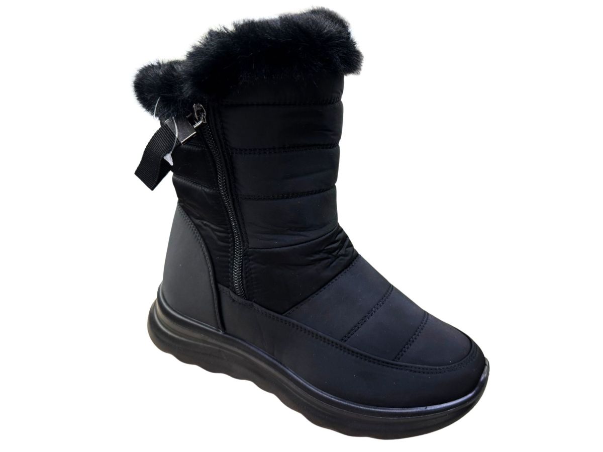 Cizme Iarna Dama Imblanite,Inchidere Fermoar, Blana Sintetica Moale, Material Termoizolant, Talpa Antiderapanta, Engross, Marimi 37-42, 8buc/bax negru