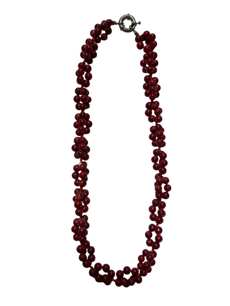 Colier din piatra CORAL ROSU, cu inchizatoare, lungime: 50 cm