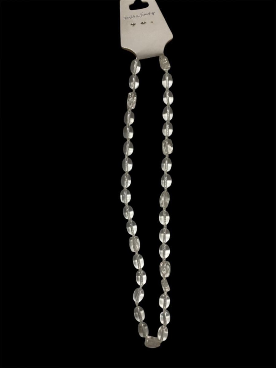 Colier din piatra CRISTAL DE STANCA, cu inchizatoare, lungime: 48 cm (deschis)