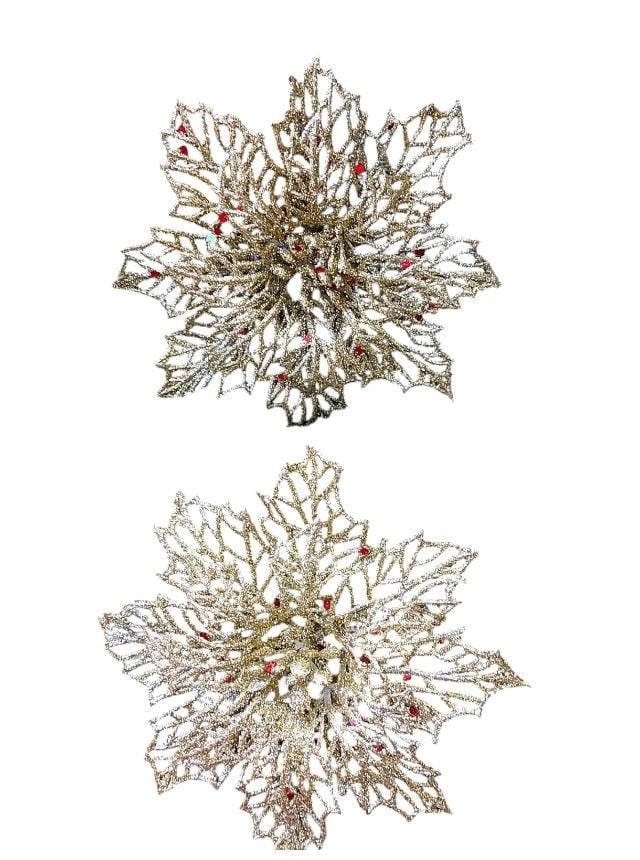 Flori ornament Engros decoratiune de Craciun, din plastic, set 2 buc