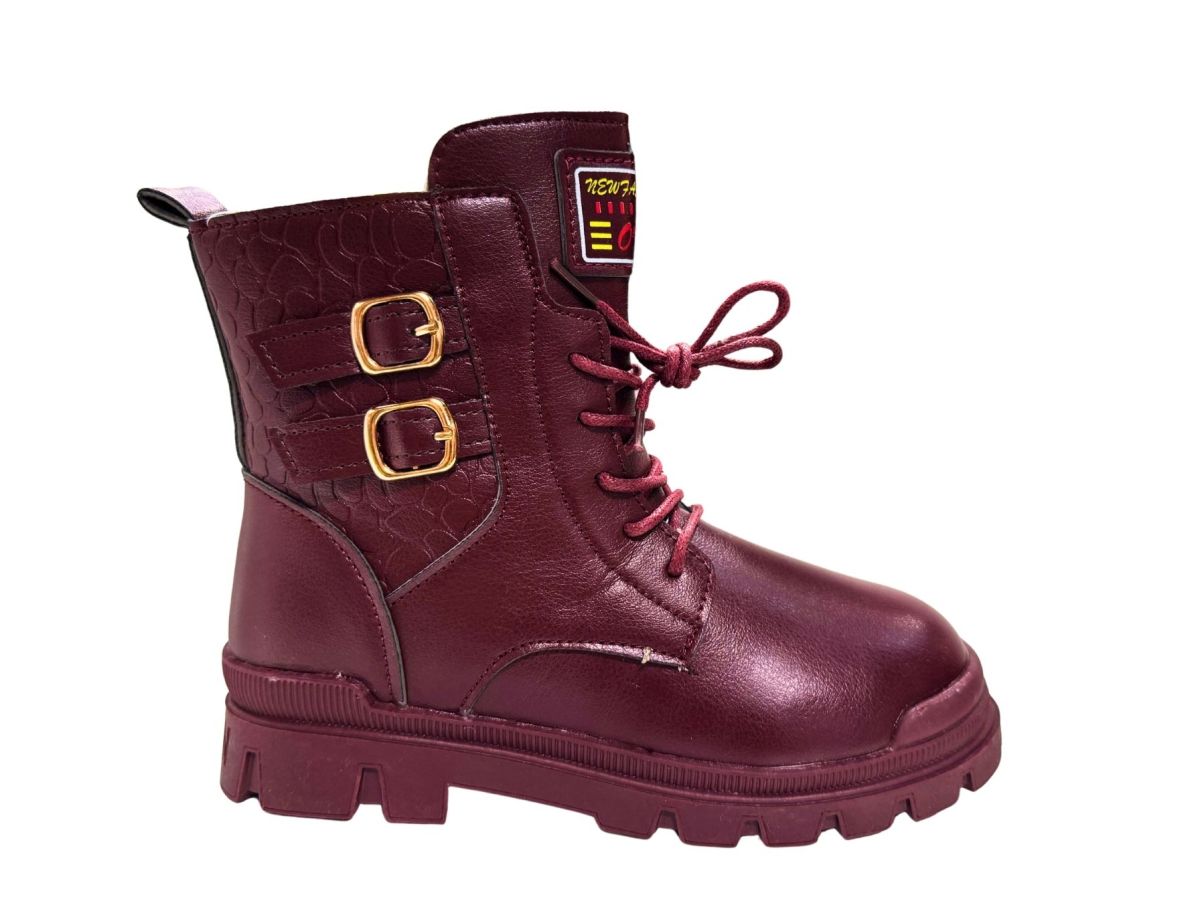 Ghete Iarna Fete, Model Catarame, Inchidere Siret+Fermar, Piele Ecologica, Talpa Antiderapanta, Engross, Marimi 31-36 8buc/bax visiniu