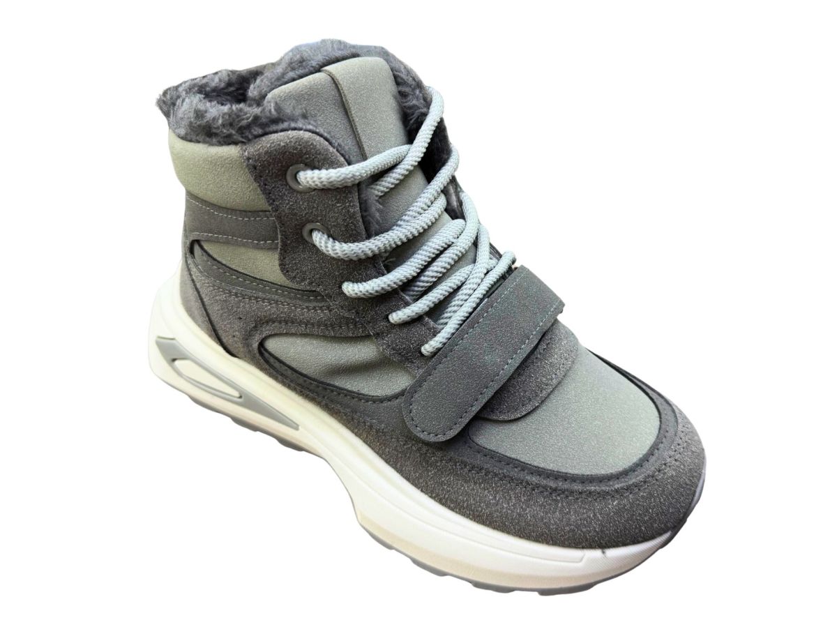 Ghete Iarna Sport-Casual, Dama si Adolescenti, Interior Imblanit, Piele Ecologica , Inchidere Sireturi + Arici, Engross, Marimi 36-41, 8buc/bax gri