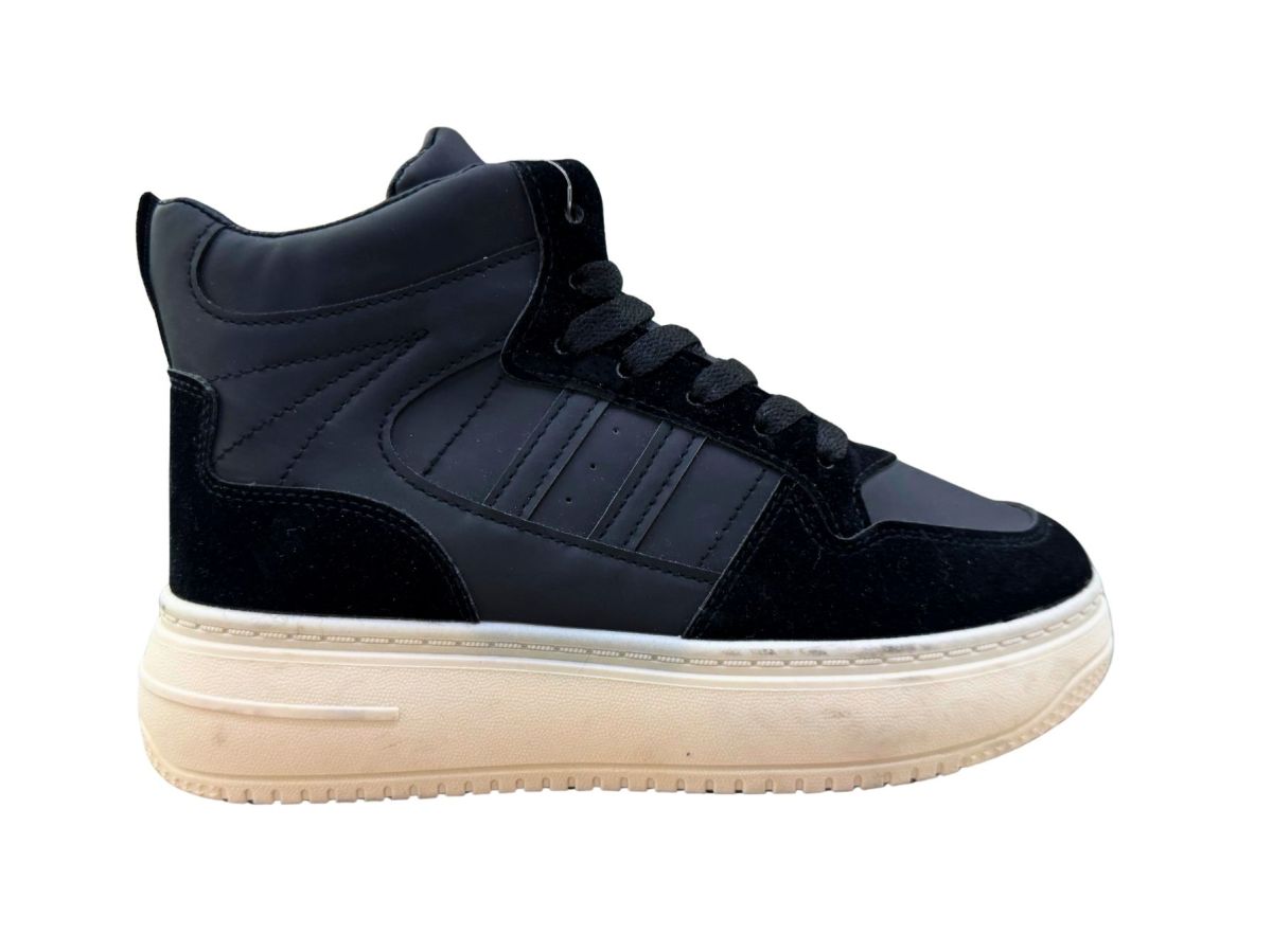 Ghete Sport-Casual Dama si Adolescenti, Piele Ecologica +Textil, Inchidere Siret, Sezon Rece, Talpa Flexibila, Usori, Engross, Marimi 36-41, 8buc/bax negru
