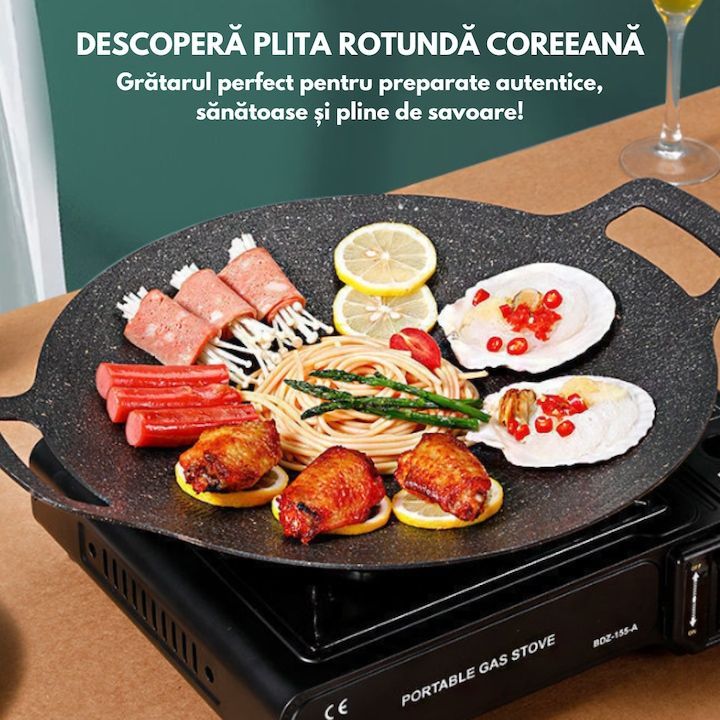Plita japoneza coreeana engross, 30 cm, plita gatit, plita gratar