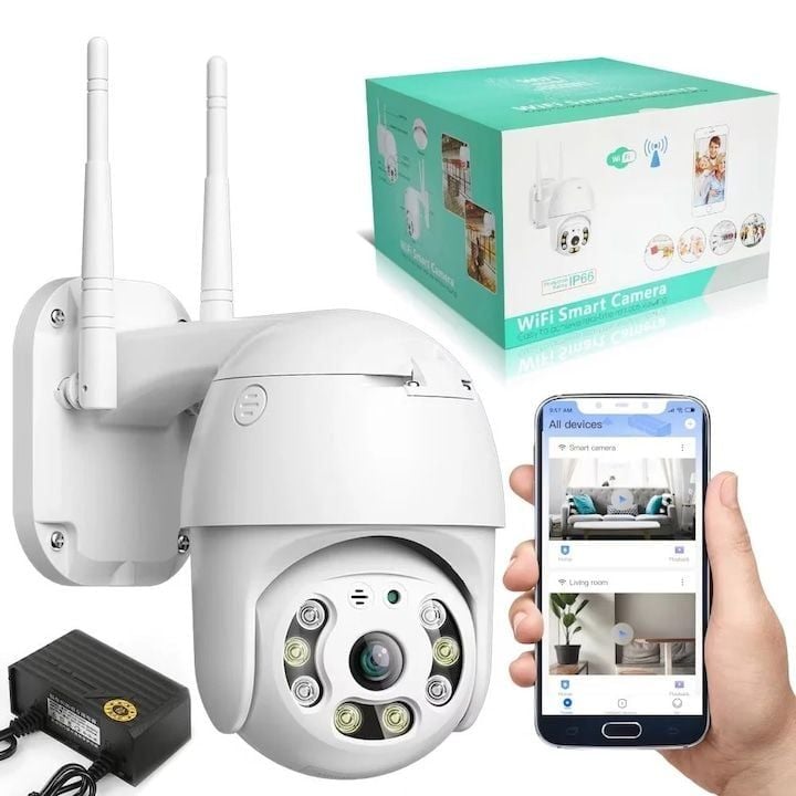 Camera de Supraveghere engross WIFI JORTAN , 2MP Full HD Audio-Video Vedere Nocturna IR 30m Detectia Miscarii Slot card cu Aplicatie