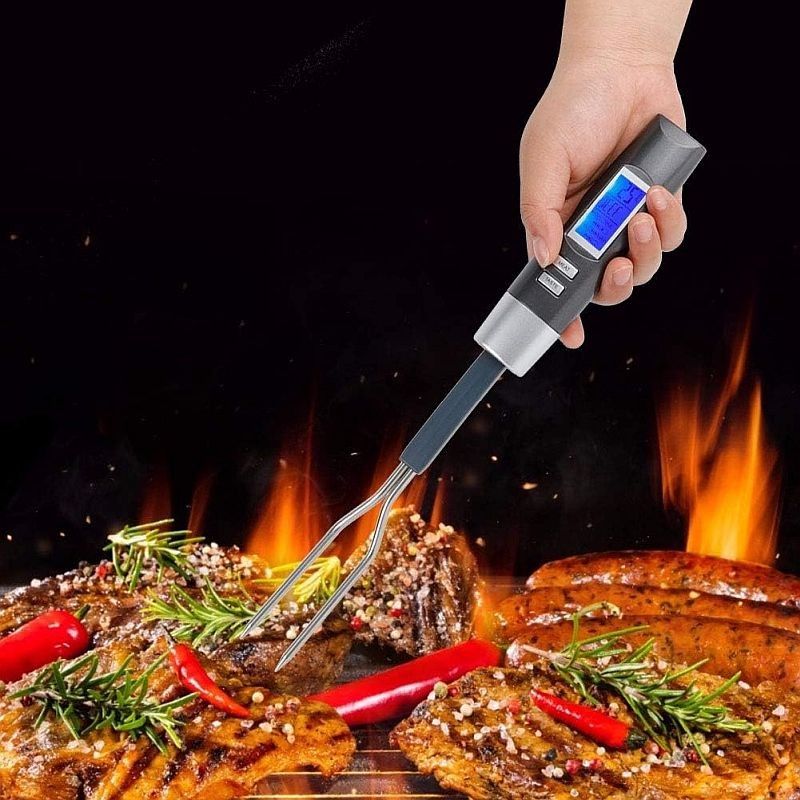 Termometru digital pentru carne, sonda tip furculita cu functie dubla, 6 tipuri carne, 4 nivele preparare, afisaj LED Engros
