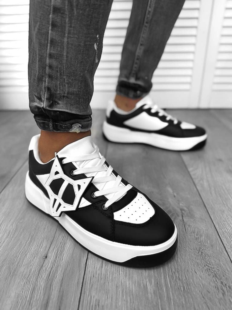 Adidasi barbati casual, albi cu negru 080