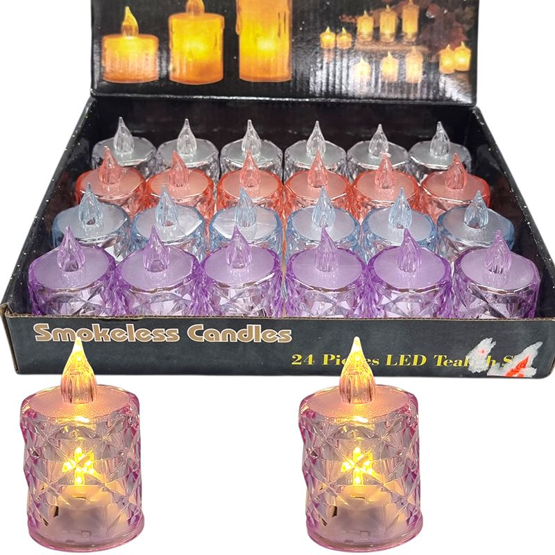 Decoratiune candele multicolore pe baterie 24/buc pe set, 4 x 5 cm
