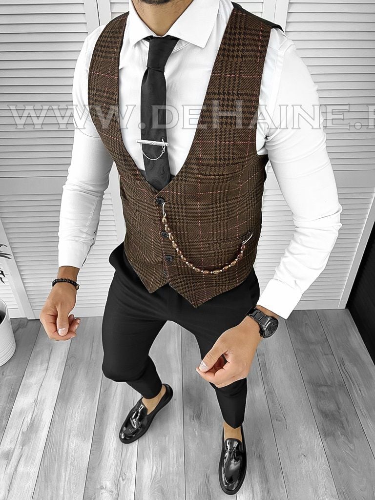 Vesta barbati eleganta slim fit maro B8079 N7-4.3