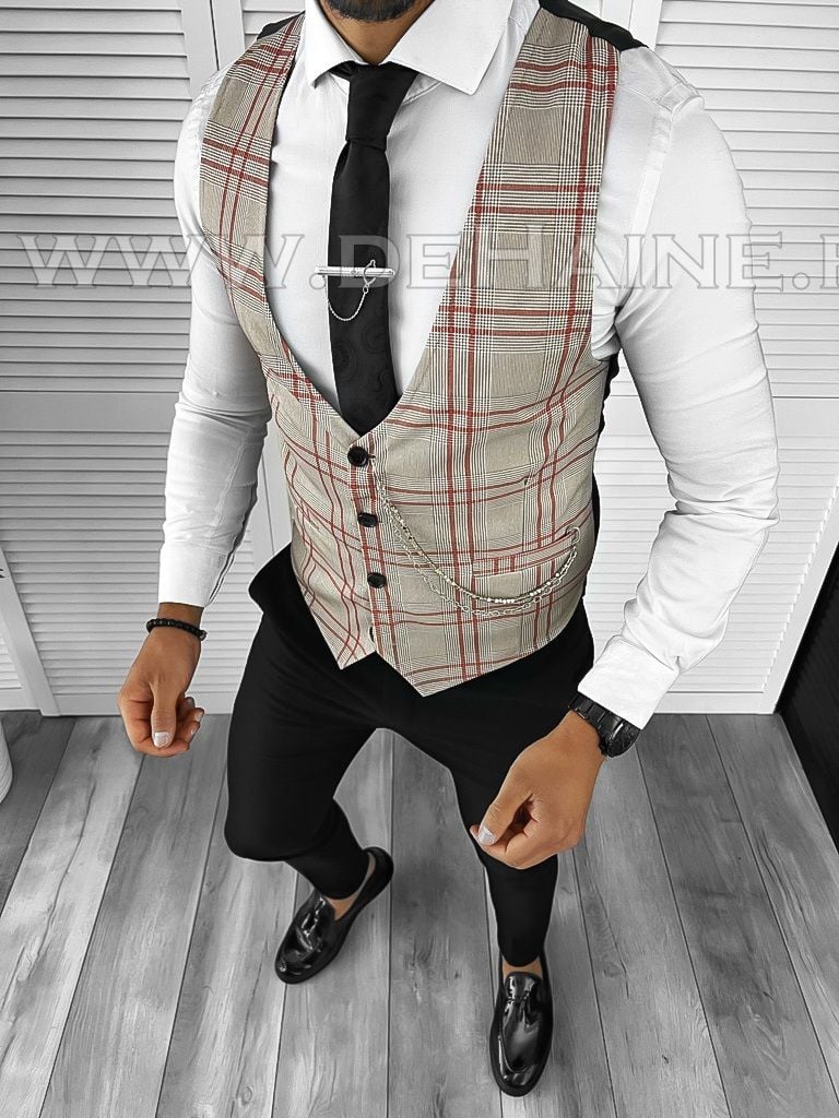 Tinuta barbati smart casual Pantaloni +Vesta 8089