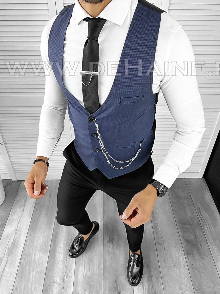 Vesta barbati eleganta slim fit bleumarin B8155 102-2 E~