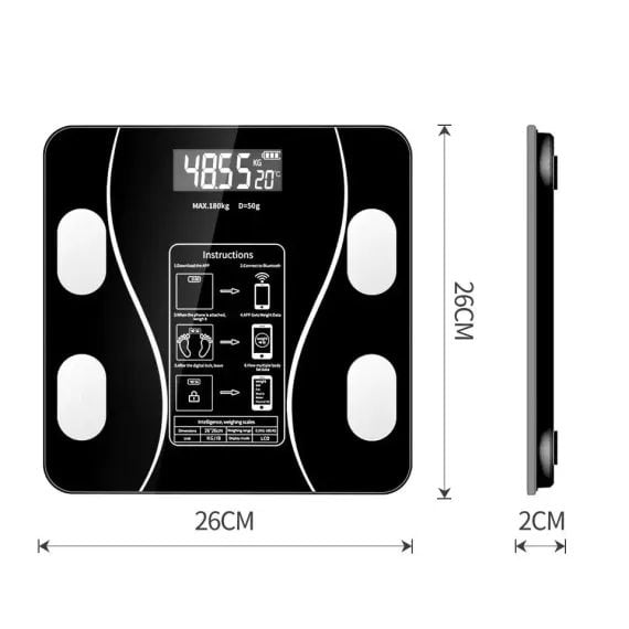 Cantar engross, , cantar inteligent de baie, Conectare Bluetooth, Aplicatie Pentru Fitness Tracking, detectare temperatura, interval de cantarire 0.3-180 kg, cantar electronic smart