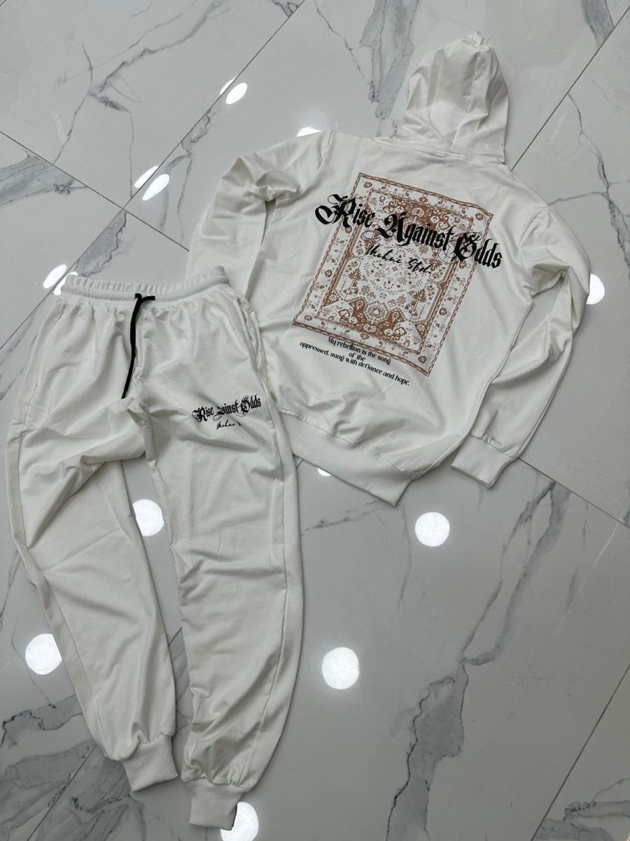 Trening barbati slim fit alb, Pantaloni + Hanorac, 13350