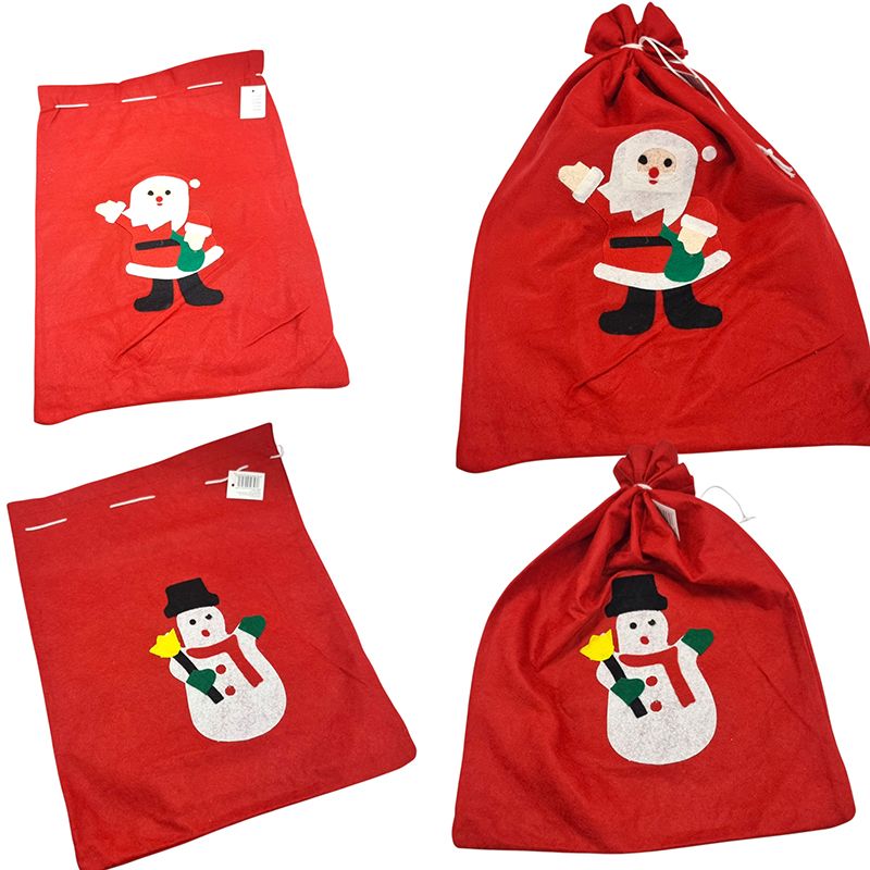 Sac decorativ de Craciun, textil, 12/buc pe set cu doua modele, 29 x 40 cm
