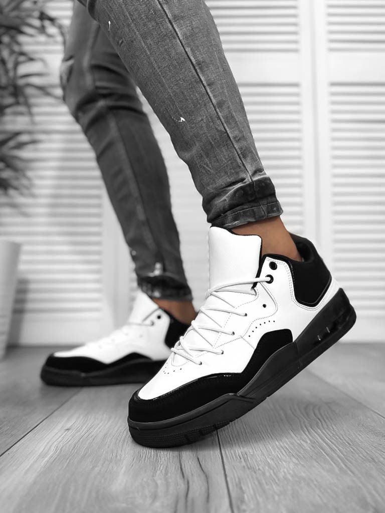 Adidasi barbati casual, albi cu negru 5919