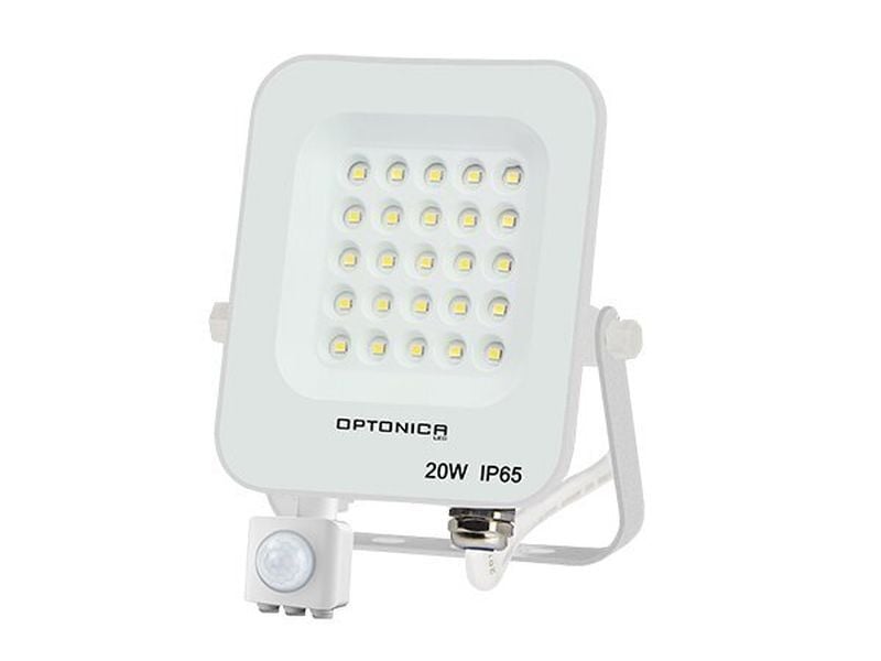Proiector LED 20W cu senzor 1800 lm 6000K IP65 alb ENGROSS