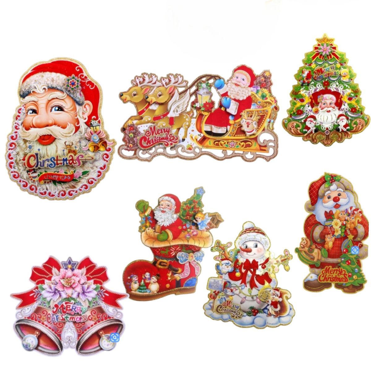 Stickere Decorative 5D Crăciun 10/Set cu Sclipici 22x17cm, Diferite Modele Engros