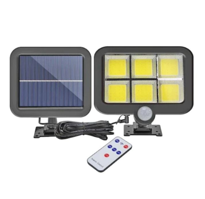 Lampa COB ENGROSS, cu panou solar, 6 COB , putere 250 W, cu senzor de miscare, suport si telecomanda, Cablu 5 m, Panou solar ajustabil, Impermeabila