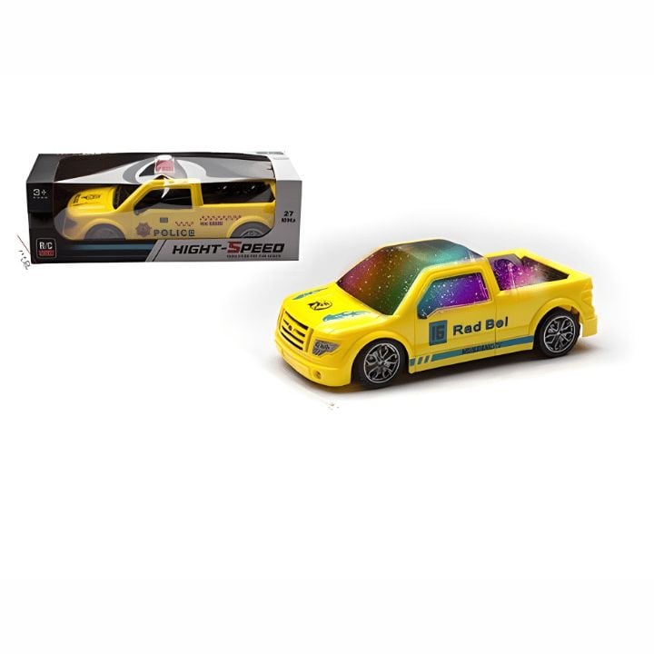 Masina Pickup Galbena cu Lumini 3D si Muzica, Jucarie Interactiva pentru Copii 3+ Engros