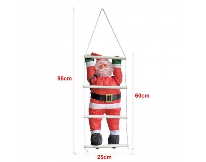 Moș angro Crăciun pe scară 85 cm – decor atârnabil pentru fereastră/balcon