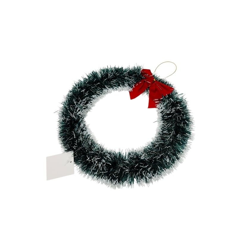 Coronita en-gros de Craciun artificiala 30 cm cu funda rosie decorativa
