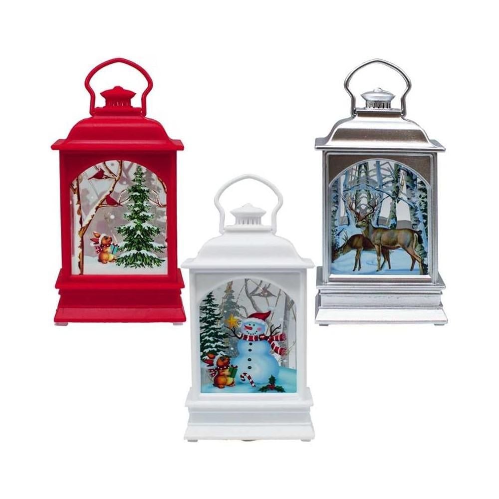 Set engros 12 felinare Crăciun LED 14 cm – mix culori, decor interior festiv