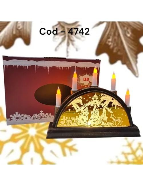 Felinar en-gros decorativ Craciun cu LED lumina calda 13x15 cm