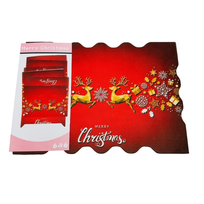 Set en-gros naproane Craciun Merry Christmas cu reni aurii si cadouri – , 45x30 cm