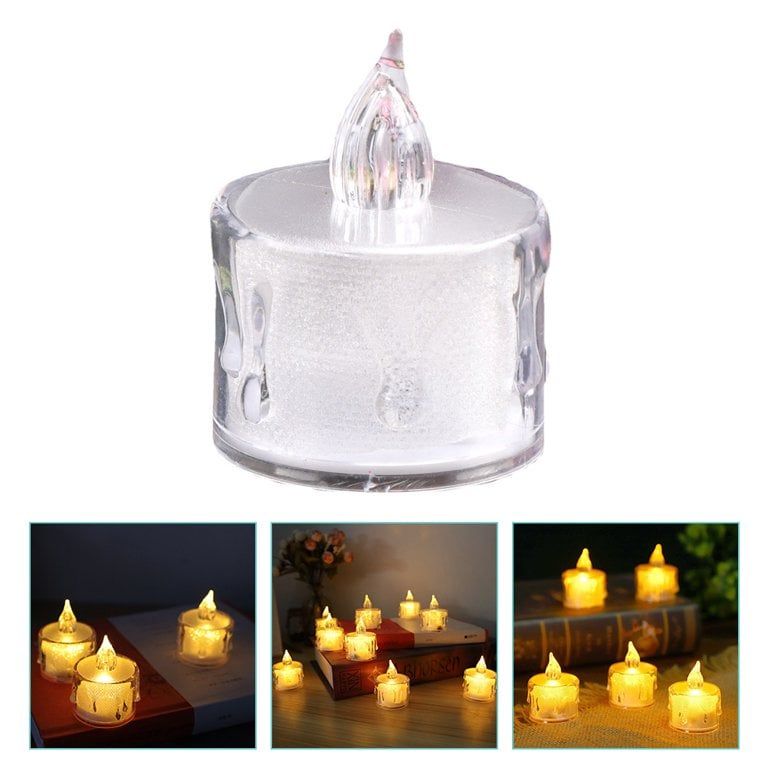 Set 24 lumanari LED 5 cm, efect flacara, cilindru acrilic transparent – intrerupator la baza Engros